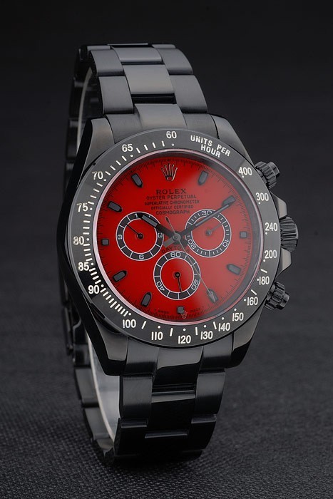 Rolex Daytona Black Ion á Tachymetrická Black Stainless Steel popruh Red Dial 80248